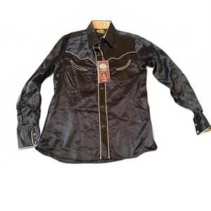 Kenny Rogers Black Western Shirt with Contrast Piping.   Size 9/10